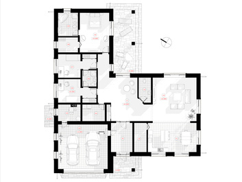 Vieno aukšto namo projektas su dviviečiu garažu – Rapolas | NPS Projektai