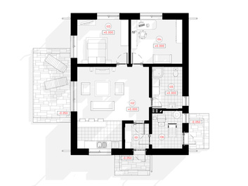 Ekonomiškas, kompaktiškas, nedidelės šeimos namo planas – Atas 80 m2 | NPS Projektai