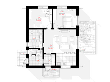 Ekonomiškas, kompaktiškas, nedidelės šeimos namo planas – Atas 80 m2 | NPS Projektai