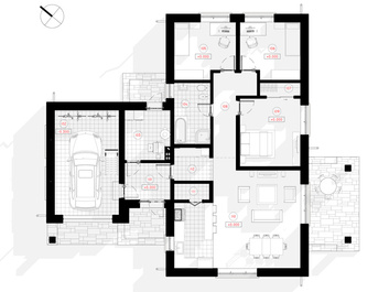Vieno aukšto namo projekto kambarių išdėstymo planas Karolis | NPS Projektai